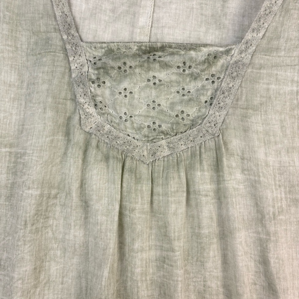 Sacred Threads Light Green Boho Tunic 3/4 Sleeve Lightweight Cotton Blouse L/XL - Picture 3 of 11